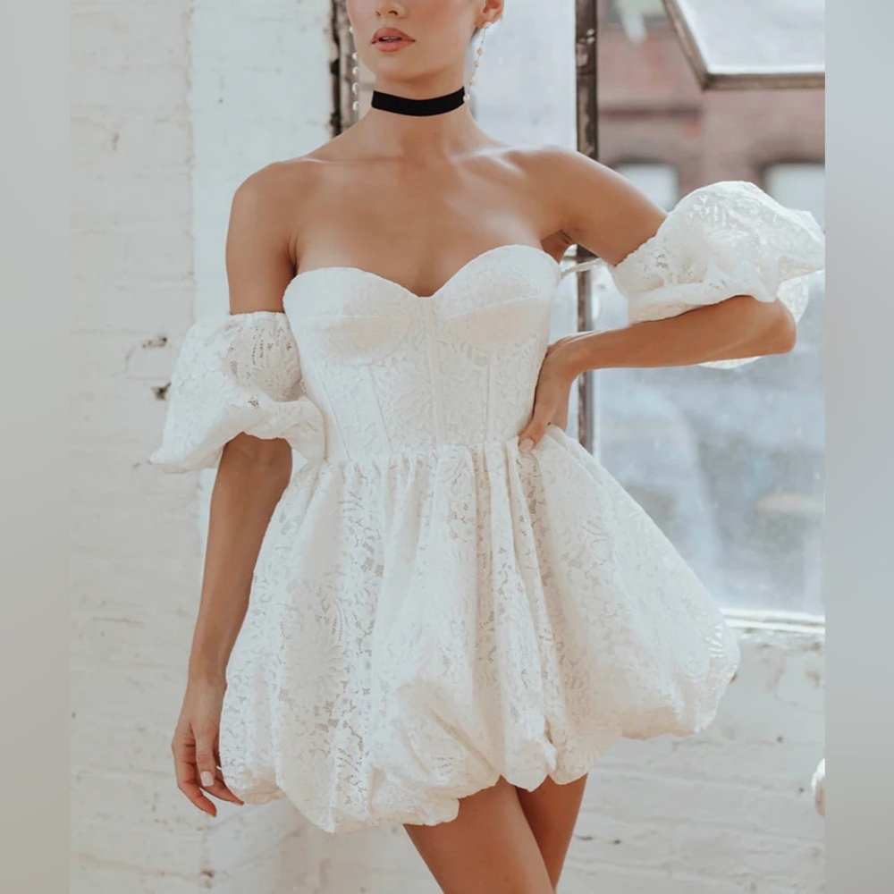 UNTAMED PETALS BY AMANDA JUDGE White Strapless Dress